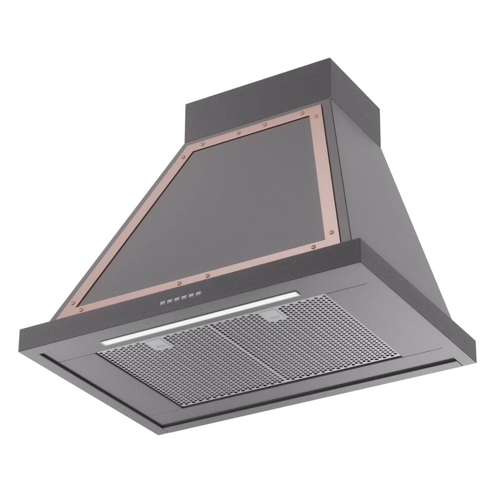 Alt View 2. ILVE - ILVE Nostalgie II Series 30 in. Noblesse Wall Mount Range Hood with 600 CFM (Copper Trim) - Graphite Matte.