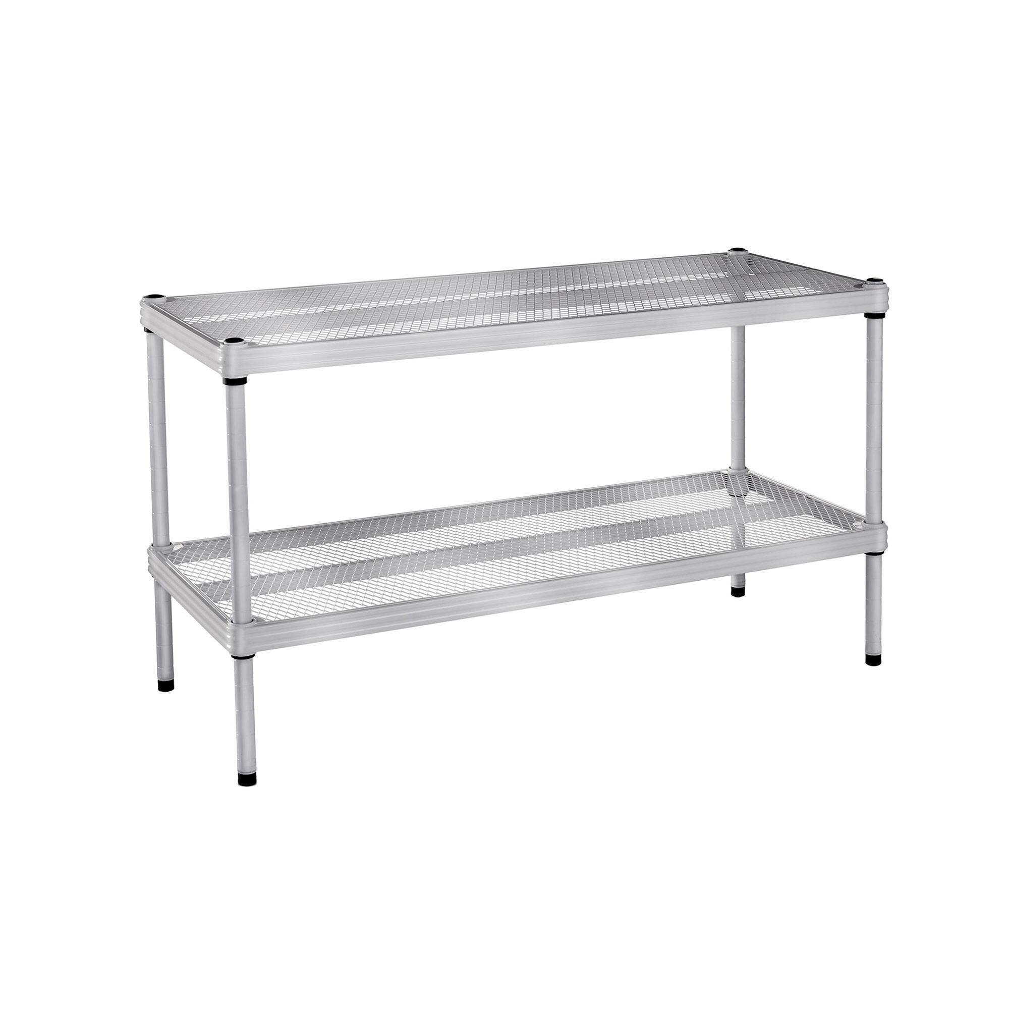 Alt View 4. Design Ideas - Design Ideas MeshWorks 2 Tier Full-Size Metal Storage Shelving Unit Rack, Silver - Silver.