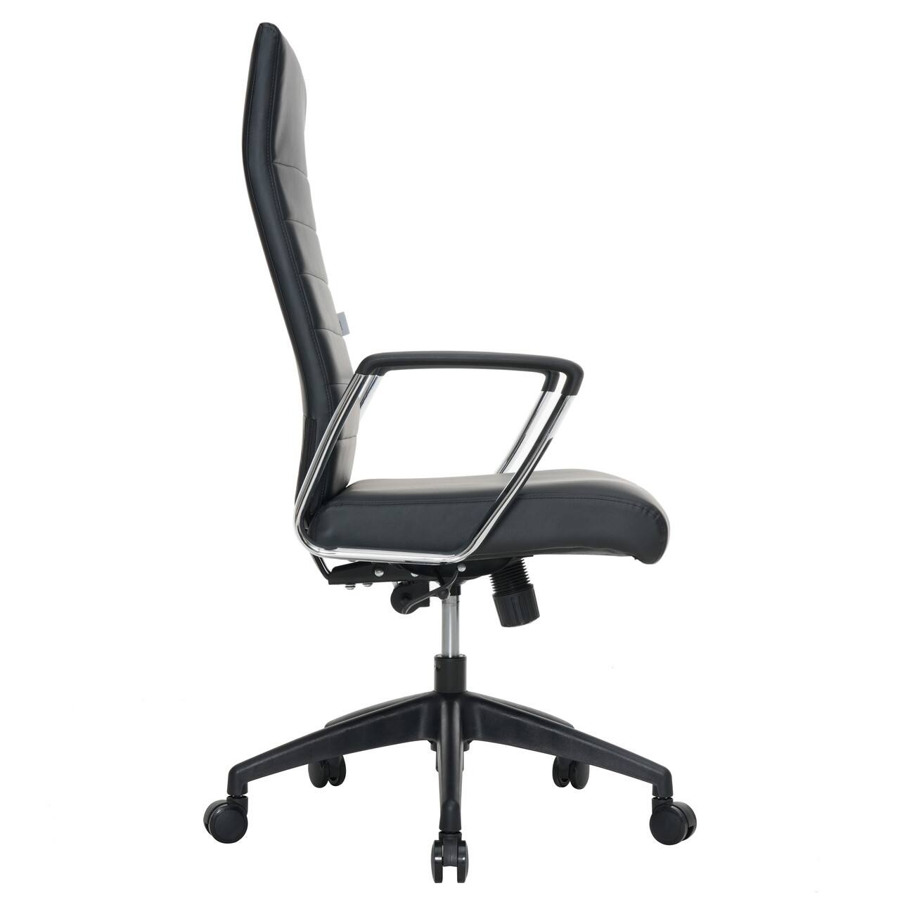 Alt View 7. LeisureMod - Hilton Modern High-Back Leather Executive Office Chair with Adjustable Height, Tilt & Swivel - Black.