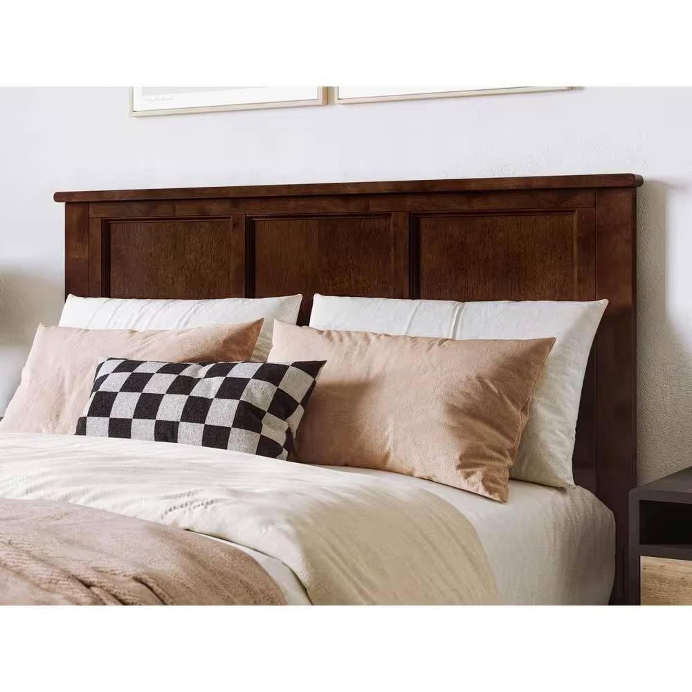 Back. Hivvago - Full size Traditional Style Headboard in Walnut Wood Finish - brown.