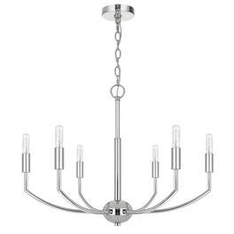 Manhattan Lane - Kera 6 Light Candelabra Chandelier, 26 Inch XL Modern Metal - Chrome