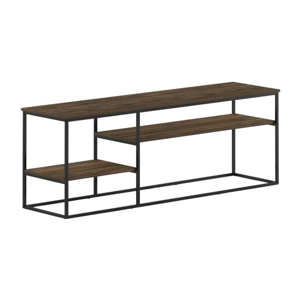 FurniFact - Modern TV stand in Columbia Walnut wood finish for TVs up to 65 inches - Brown Black price history on PriceWatchPro