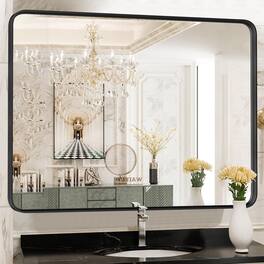 Dazzling Pops - 30in Round Bathroom Mirrors For Wall Over Sink Decor Entryway Bedroom Vanity Classical - Black 30"L x 40"W Rectangle