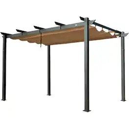 Ecooso - Aluminum Retractable Pergola with Sun Shade Patio Gazebo,Weather-Resistant Canopy for Backyard Deck Garden Grape Trellis - Dark Gray