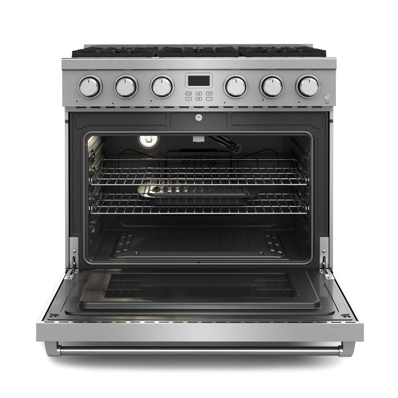 Alt View 2. Thor Kitchen - 6.0 Cu. Ft. Freestanding Gas Convection Range - Stainless Steel.