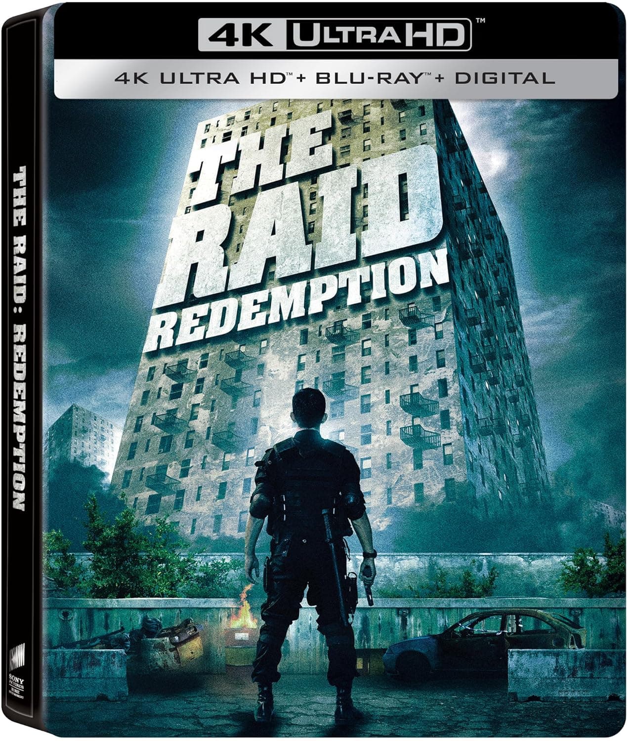 Front. Steelbook The Raid: Redemption (UHD + Blu-ray + Digital).