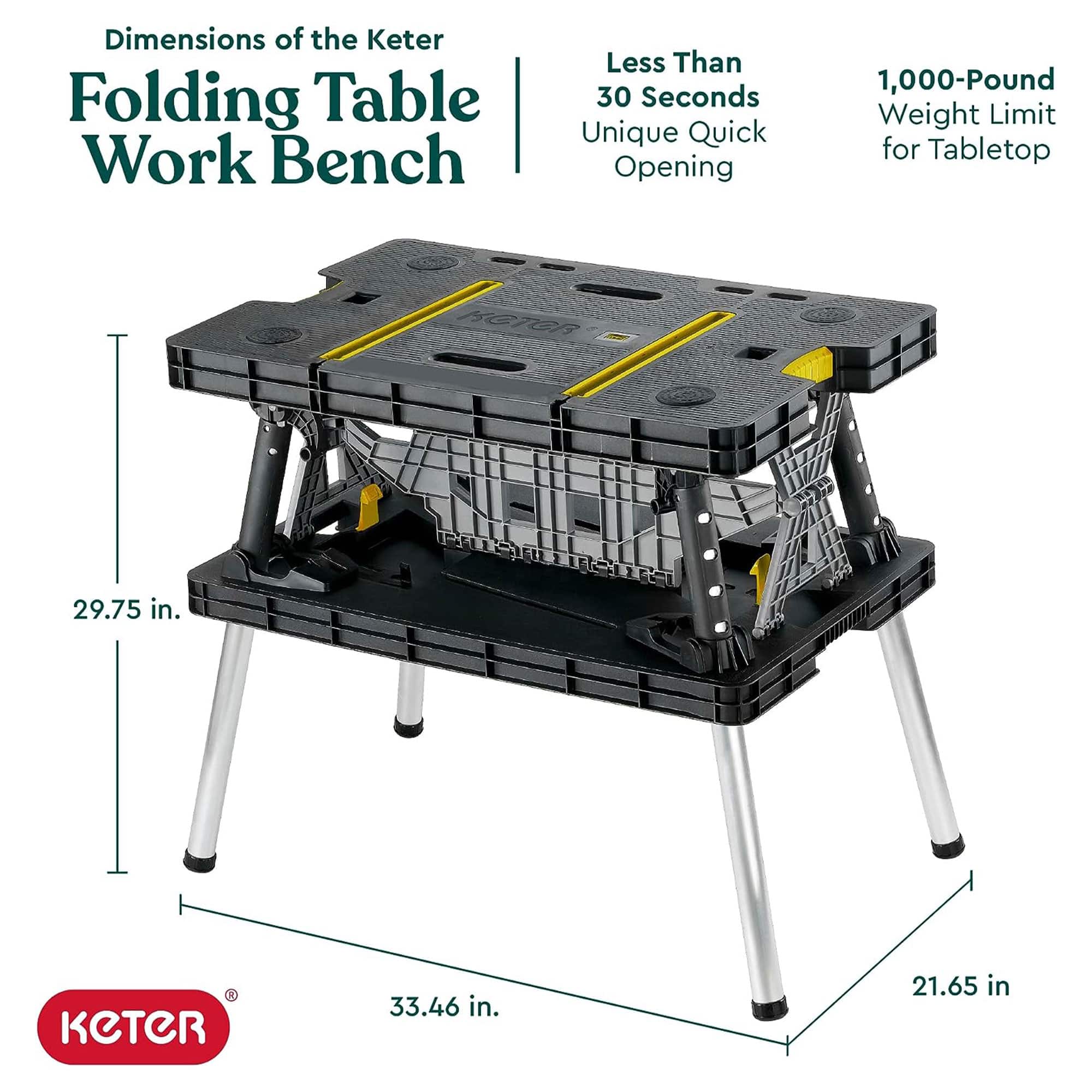 Keter Portable Folding Table Tool Storage Stand Workbench Sawhorse