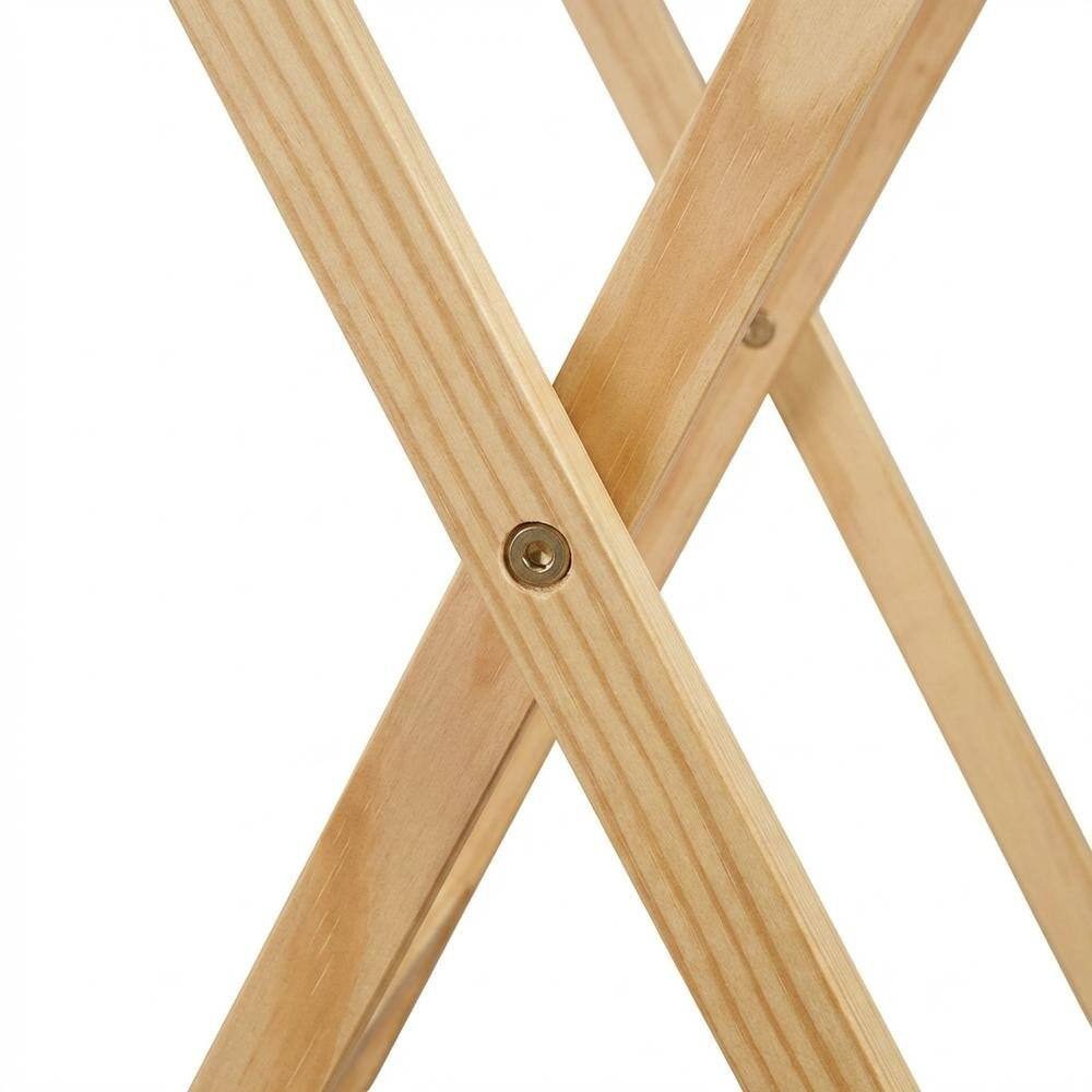 Angle. FurniFact - Brown Wooden 5pcs Folding Tables Set with Stand – TV Trays Set of 4 - Natural.