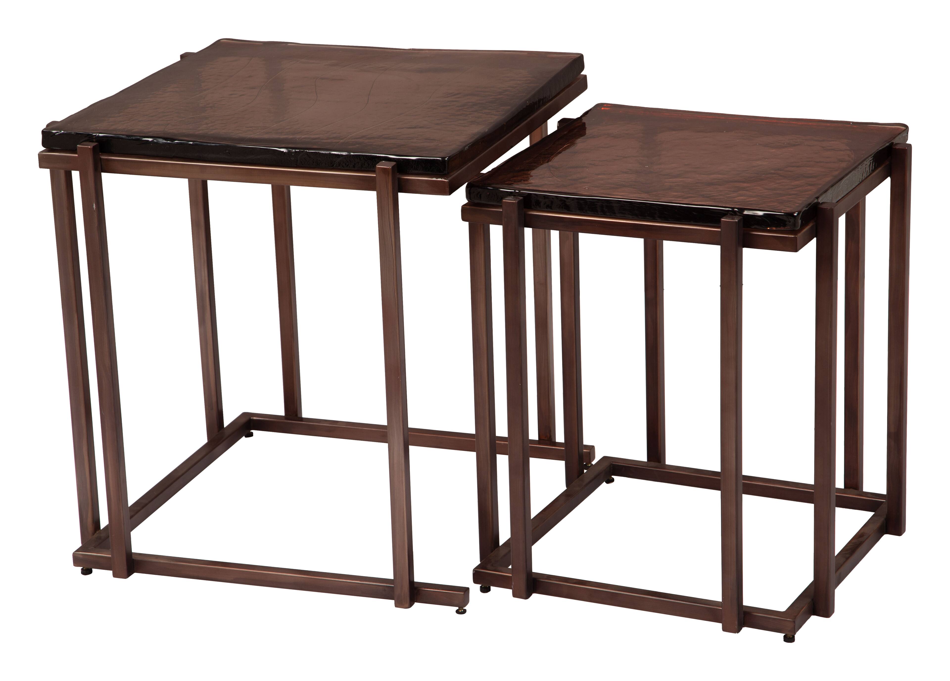 Front. Hivvago - Shimai Nesting Tables (2-Piece) Bronze - Bronze.