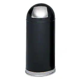 REMOVE - Safco Dome Top Receptacle with Spring-Loaded Door, 15 gal, Steel, Black