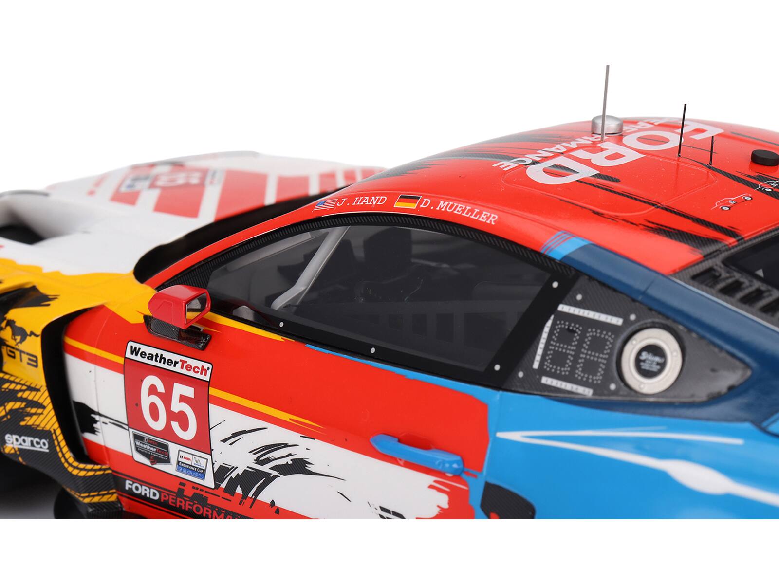 J. Hand  
D. Mueller  
WeatherTech  
65  
Ford Performance  
Sparco