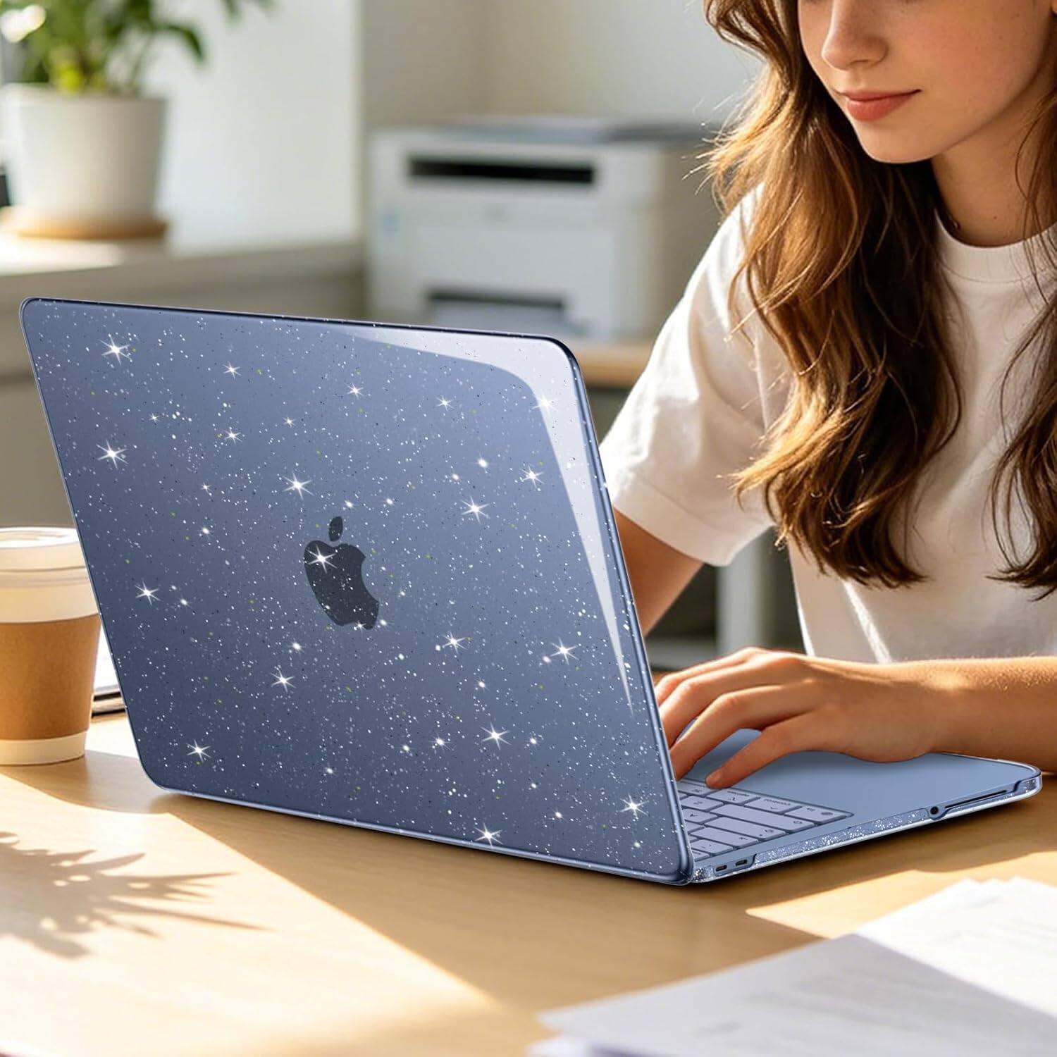 Alt View 2. mosiso - Sparkly Glitter Case for MacBook Neo 13 inch A3404 with A18 Pro Chip (2026), Ultra-Thin Crack & Scratch Resistant Cover - Indigo.