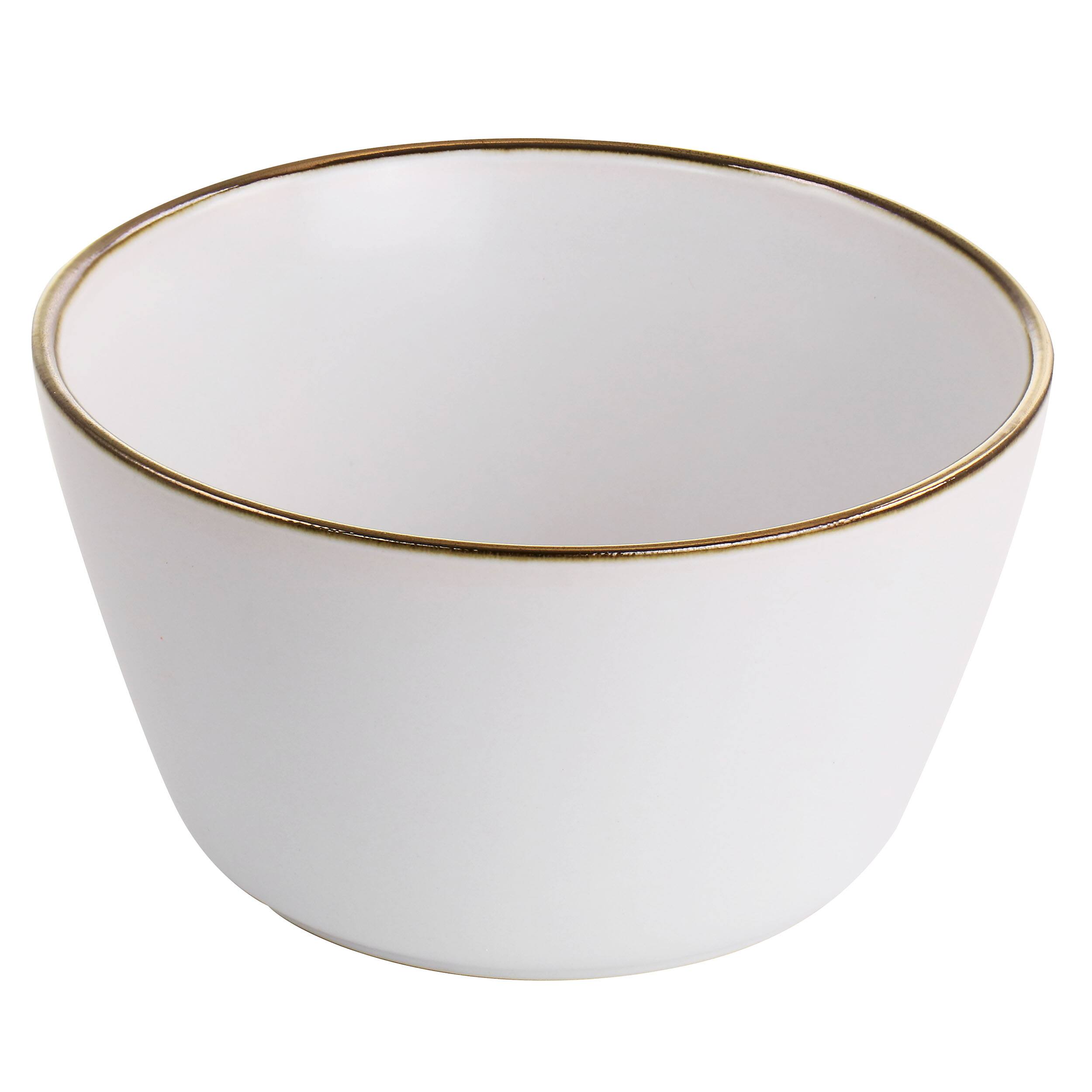 Alt View 4. Elama - Elama Arthur 16 Piece Stoneware Dinnerware Set in Matte White with Gold Rim - White and Gold.