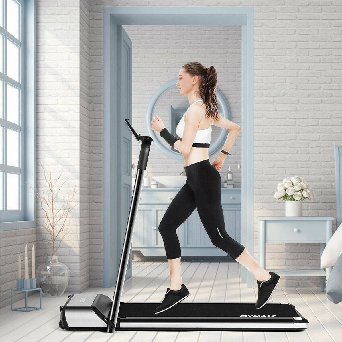 Alt View 9. Gymax - Gymax 450W Ultra-thin Electric Folding Treadmill Motorized Running Jogging Machine - Black, Silver.