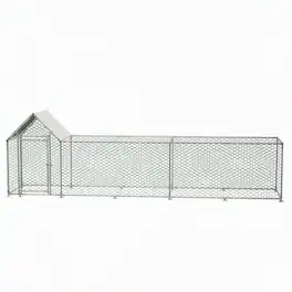 RYHNUYNE - 16x3FT Metal Chicken Coop Run, Walk-in Poultry Cage with Waterproof Cover, Outdoor Hen House for Small Animals