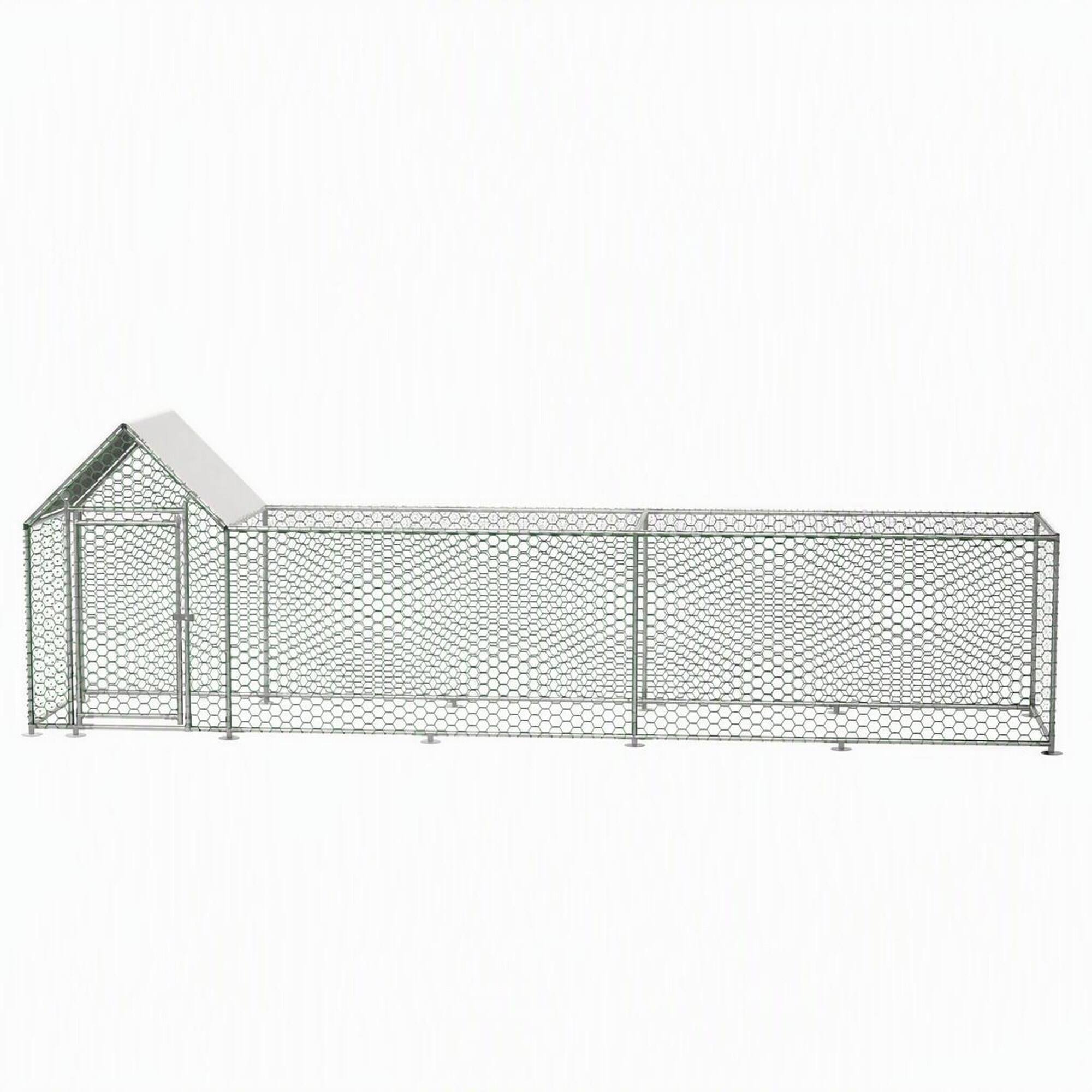 Front. RYHNUYNE - 16x3FT Metal Chicken Coop Run, Walk-in Poultry Cage with Waterproof Cover, Outdoor Hen House for Small Animals.