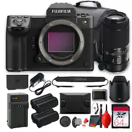 Fujifilm - GFX100 II IR Medium Format Mirrorless Camera 102MP Bundle - Black