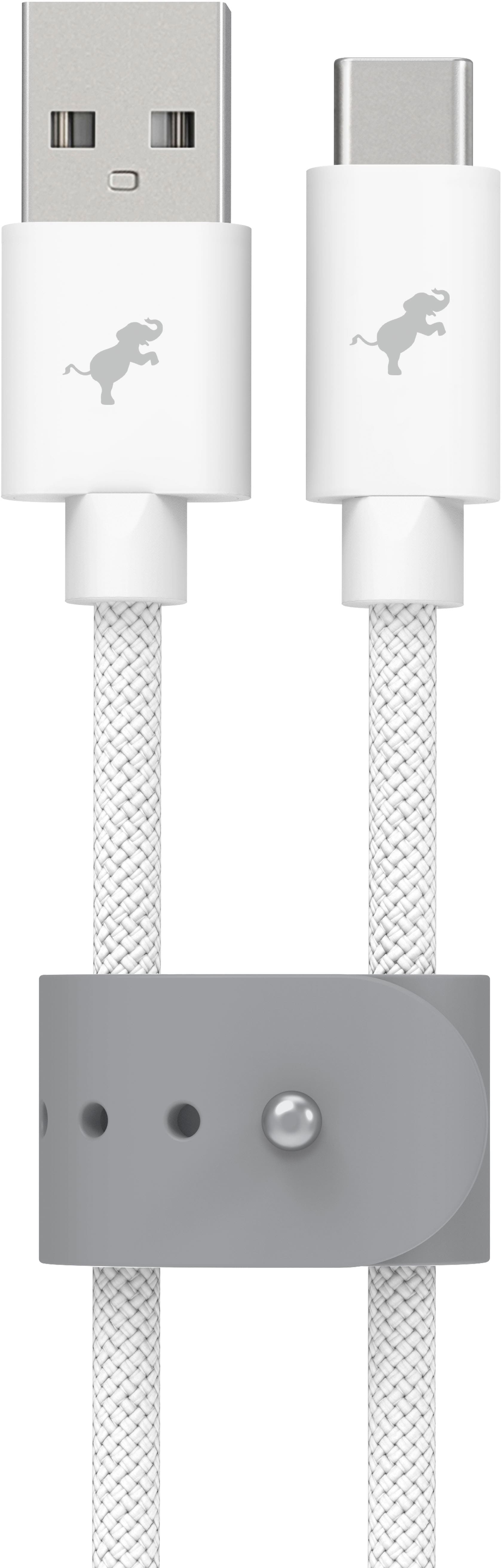 Angle. Nimble - Powerknit USB-A to USB-C Cable 1M/3.3FT Fast Charging for iPhone 16/15, Samsung S24–S10, Note 20/10, Pixel, Moto & More - White.