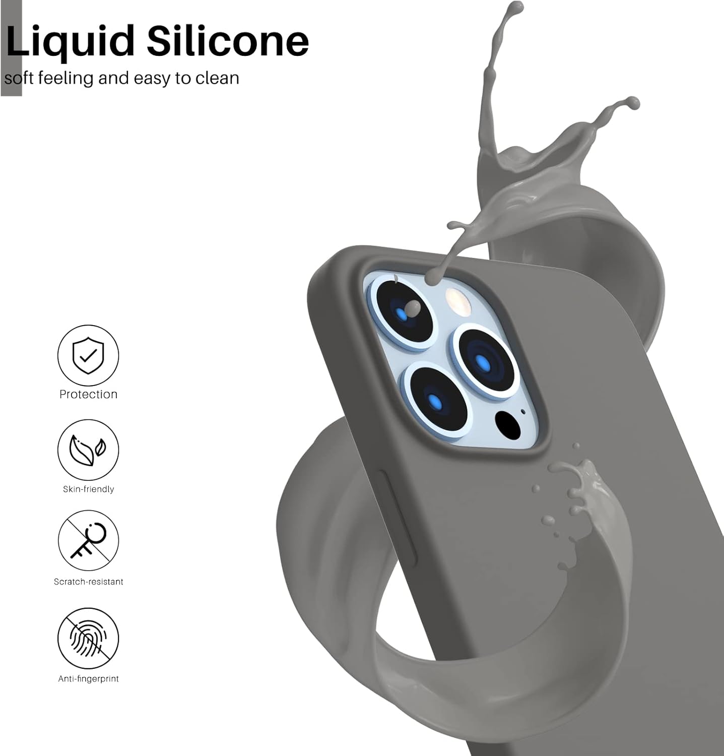 Liquid Silicone, soft feeling and easy to clean, Protection, Skin-friendly, Scratch-resistant, Anti-fingerprint