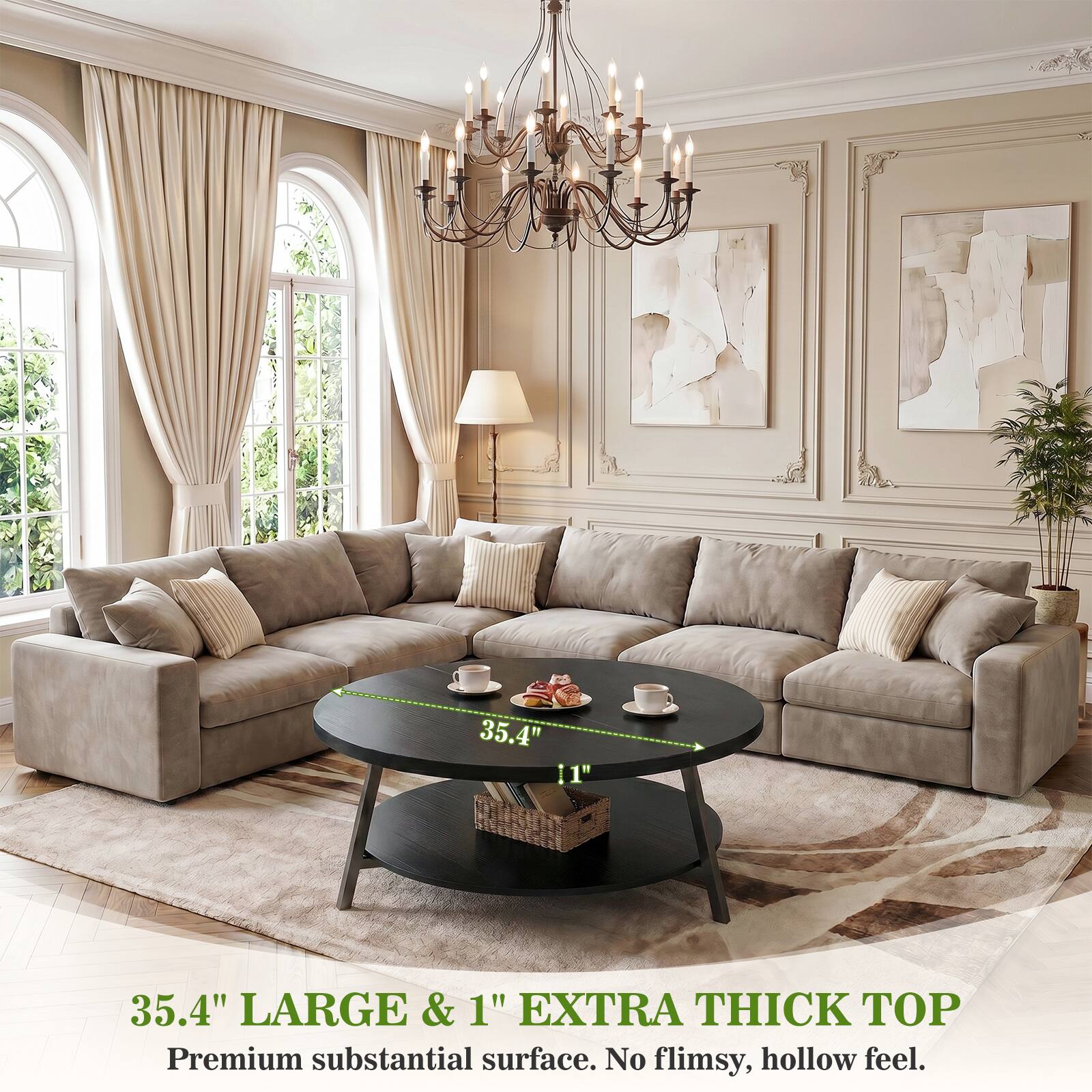 35.4" 11" 35.4" LARGE & 1" EXTRA THICK TOP Premium substantial surface. No flimsy, hollow feel.