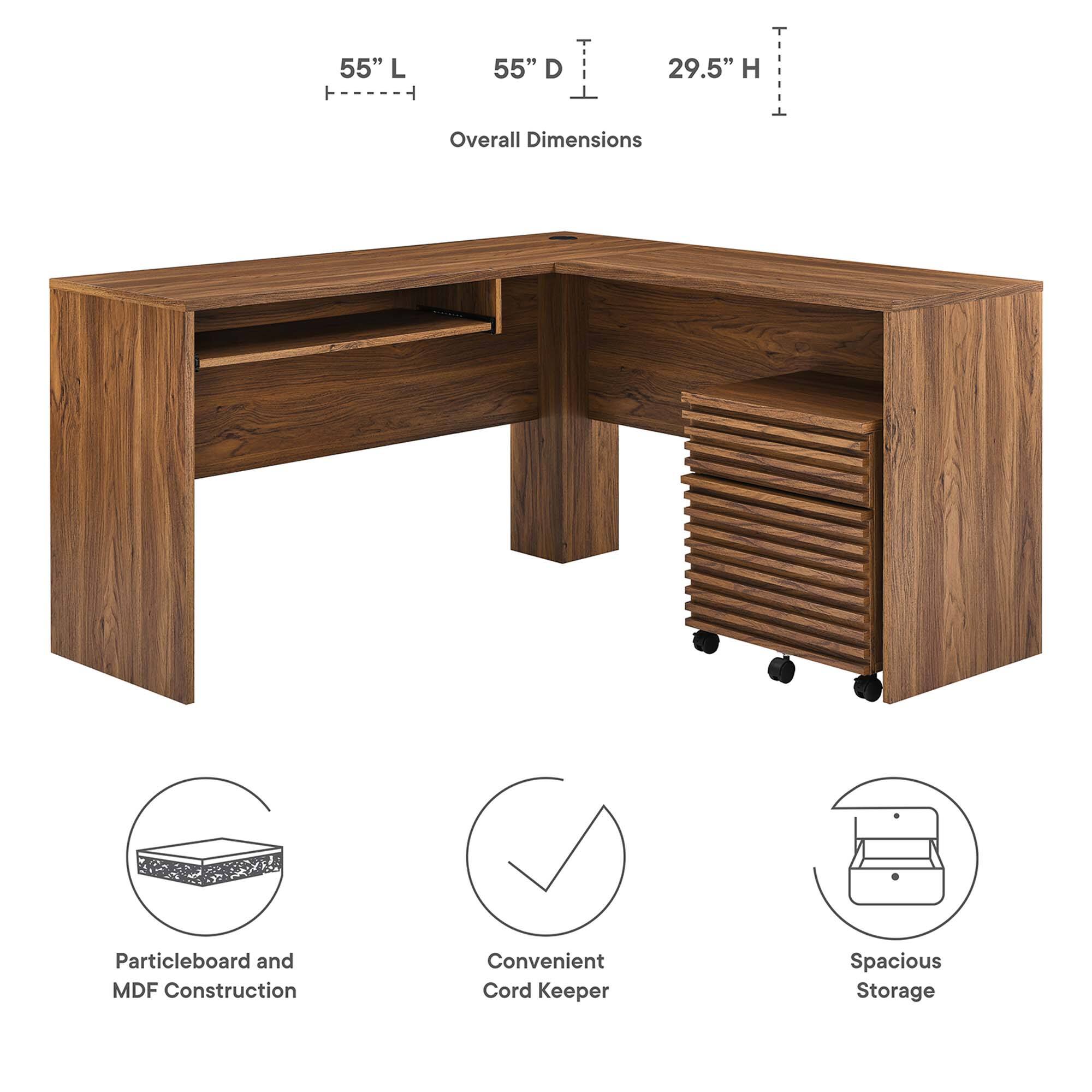 55" L x 55" D x 29.5" H  
Overall Dimensions  

- Particleboard and MDF Construction  
- Convenient Cord Keeper  
- Spacious Storage