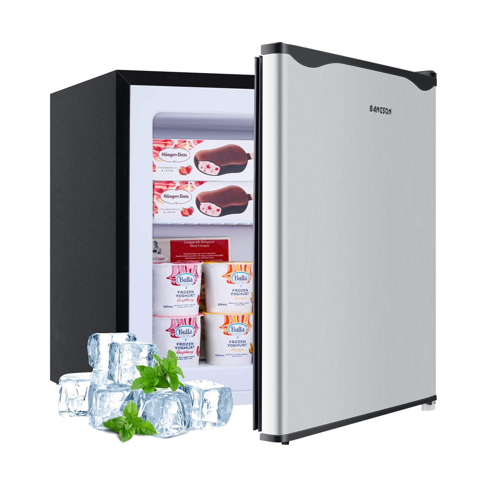 BANGSON - 1.1 Cu.ft Upright Mini Freezer, Single Door, Energy-Saving, for Home Dorms Apartment Office - Silver