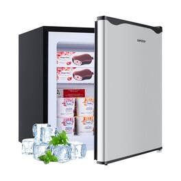 BANGSON - 1.1 Cu.ft Upright Mini Freezer, Single Door, Energy-Saving, for Home Dorms Apartment Office - Silver