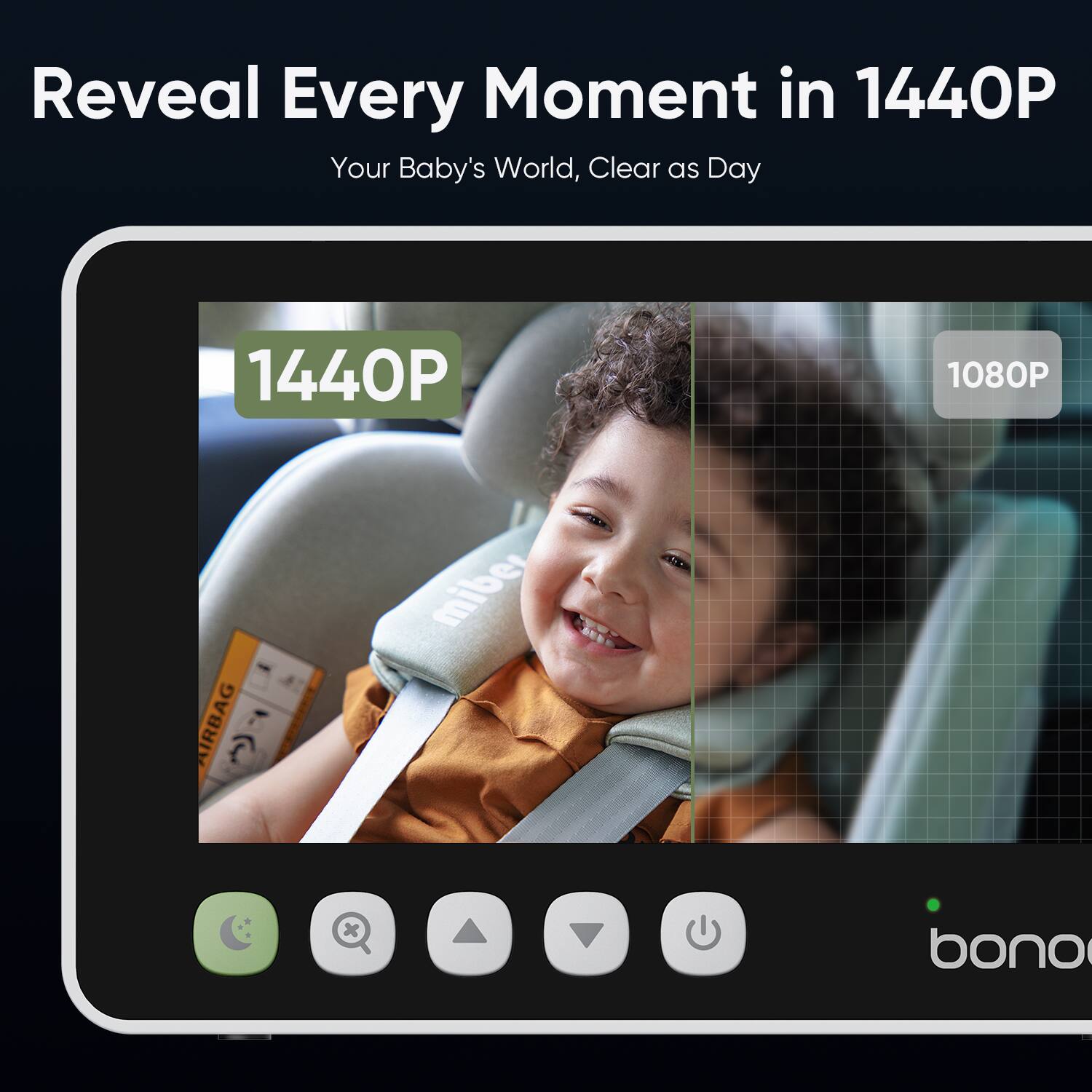 Reveal Every Moment in 1440P  
Your Baby's World, Clear as Day  

1440P  
1080P  

bono
