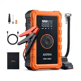 AstroAI - Jump Starter with Tire Inlfator, 1500A Peak, 150PSI Digital Tire Inflator for Gas and Diesel Engines - Orange
