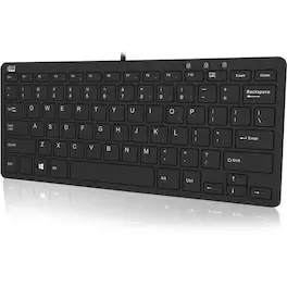 Adesso - Mini Keyboard with USB Hubs - Cable Connectivity - USB Interface - 78 Key(s) - Internet, Multimedia, Email, Volum - Black