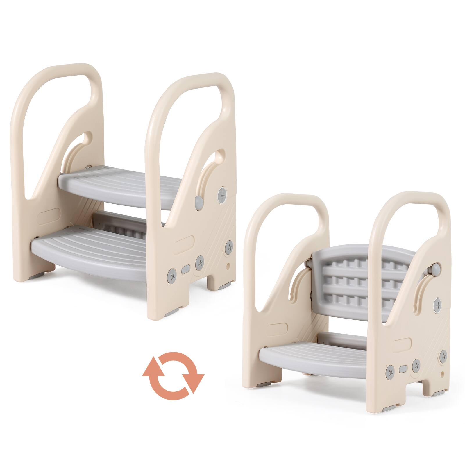Alt View 9. Gymax - Gymax Toddler Step Stool for Bathroom Sink Adjustable 2-Step Kids Helper Stool Grey - Grey.