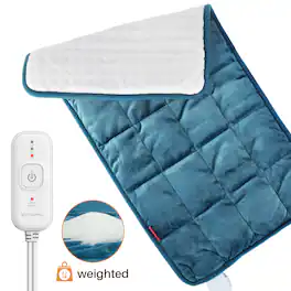 Comfytemp - Weighted Heating Pad, 3 Heat Levels, 2-Hour Auto Shut-Off for Neck Shoulder Relaxation - Blue