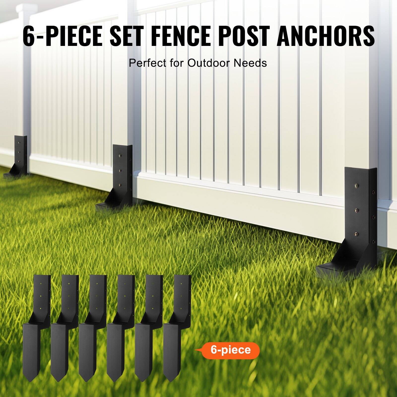 6-PIECE SET FENCE POST ANCHORS  
Perfect for Outdoor Needs  

6-piece