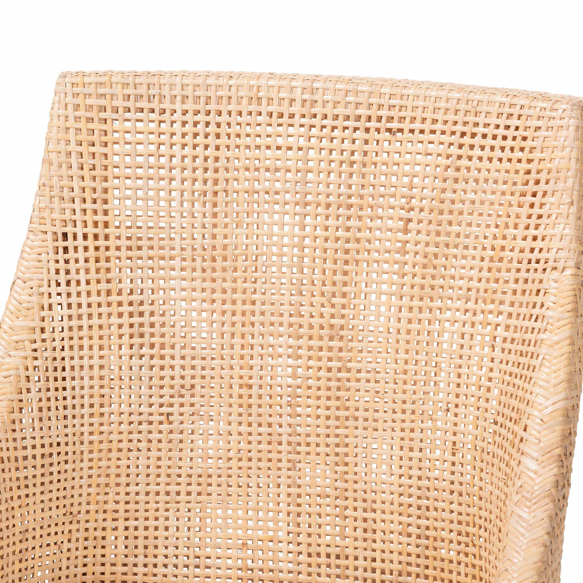 Alt View 1. bali & pari - Beata Natural Rattan Dining Chair - Handcrafted Wingback Accent Chair with Woven Detailing and Removable Cushion - Light Honey.