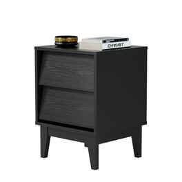 Ecooso - 2-Set Vintage-Style Nightstands with Bevel Design, Mid-Century Modern - Black