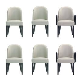 Manhattan Comfort - Hillman Modern 6-Piece Dining Chair Set - Light Gray