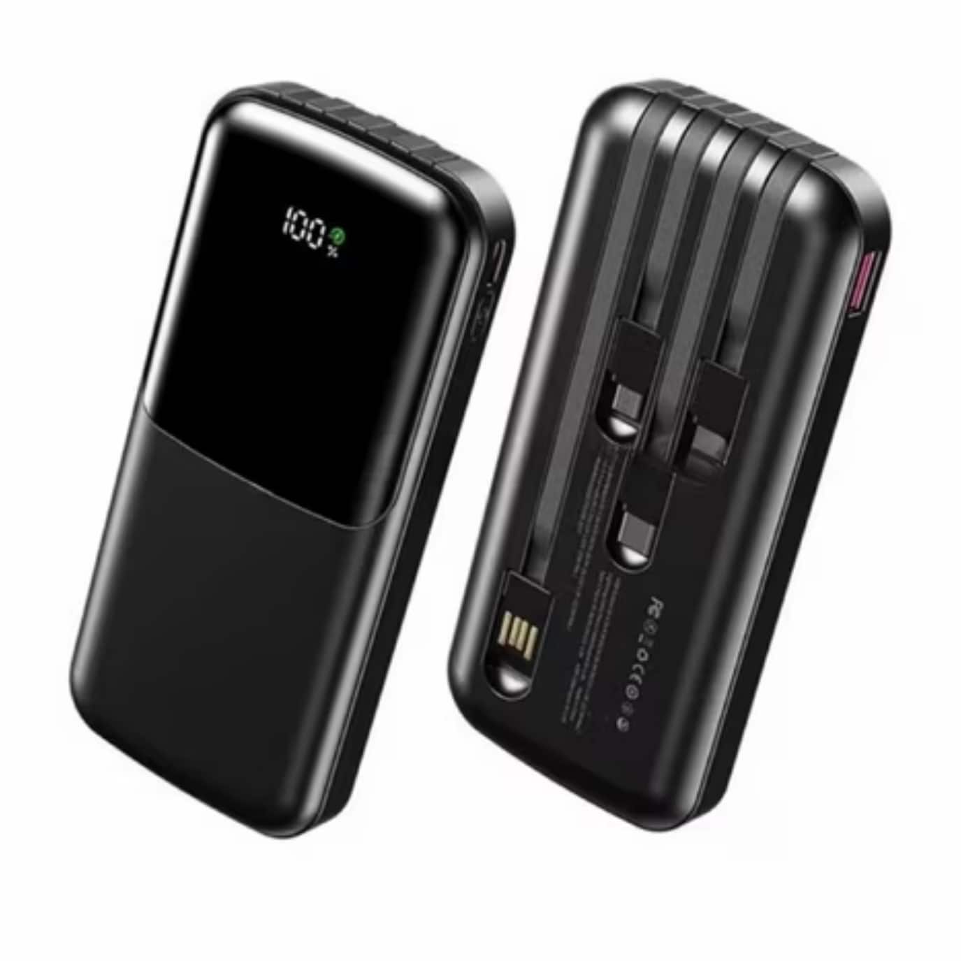 Entronix - [3-in-1] Power Bank - 10000 mAh Built-in Cables USB-C/iPhone/Android