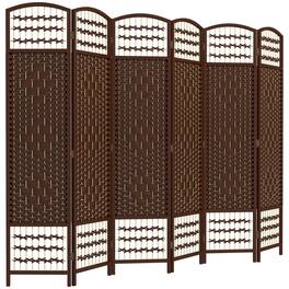 Homcom - Room Divider, Folding Privacy Screen, Room Separator, Wave Fiber Freestanding Partition Wall Divider - Brown