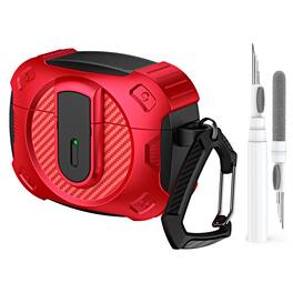 Dteck - For Airpods Pro 2nd Gen (2022) Case with Buckle, Rugged Security Lock Wireless Charging Shockproof Cover+Cleaner kit - Red
