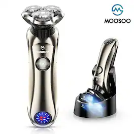 MOOSOO - Electric Shaver with Clean Station, Wet Dry Electric Razors for Men, Shaver with Pop-up Trimmer - Gold