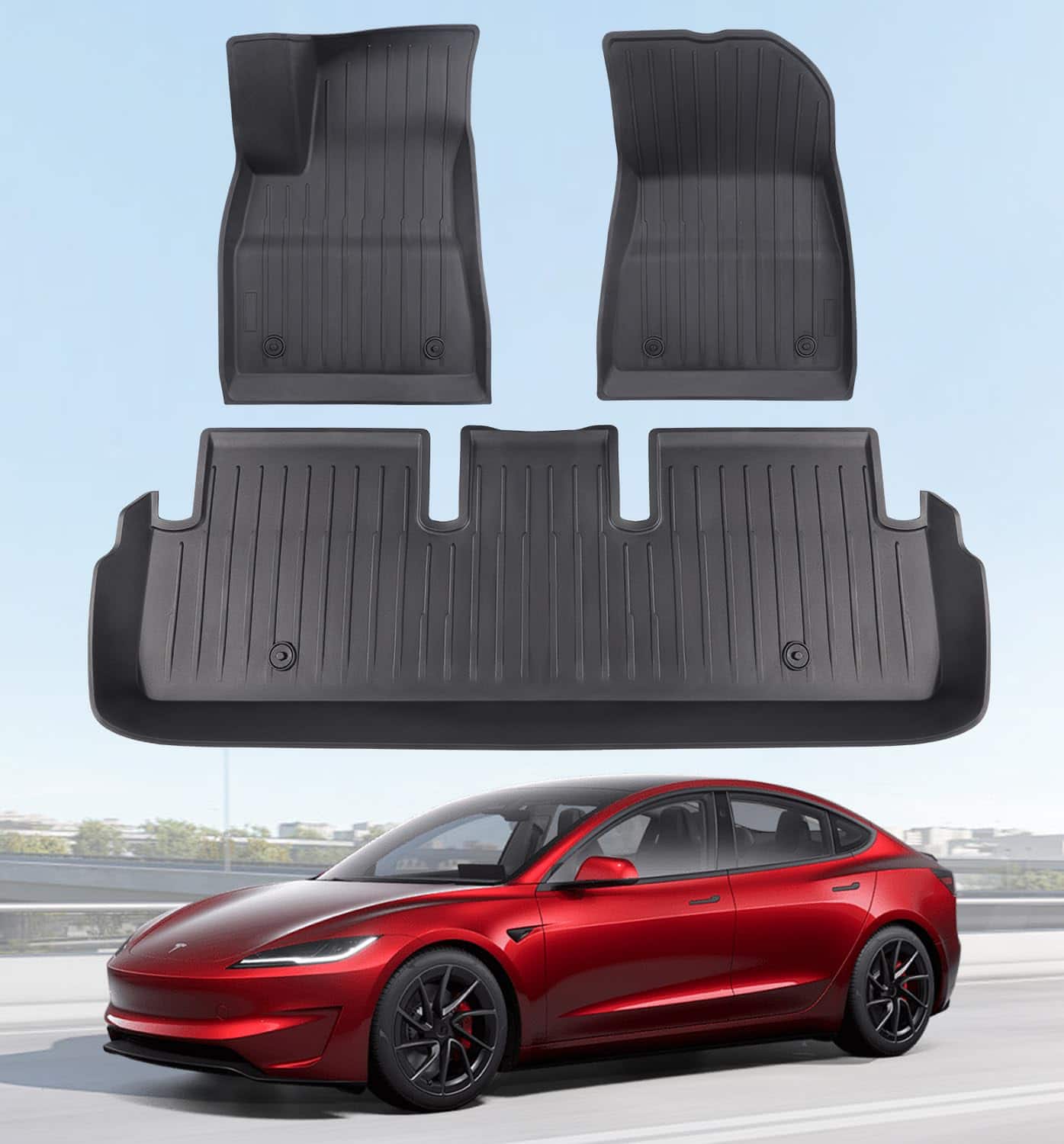 Empire DigiLabs - Floor Mats Fit For Model Y Juniper 5 seat Custom All Weather Front Rear Row Tpe Car Liners not 7 seat - 3 PCS for Model 3 2024-2025