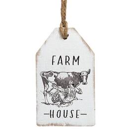BreeBe - *Farm House Milking Cow Wood Tag - Black, White