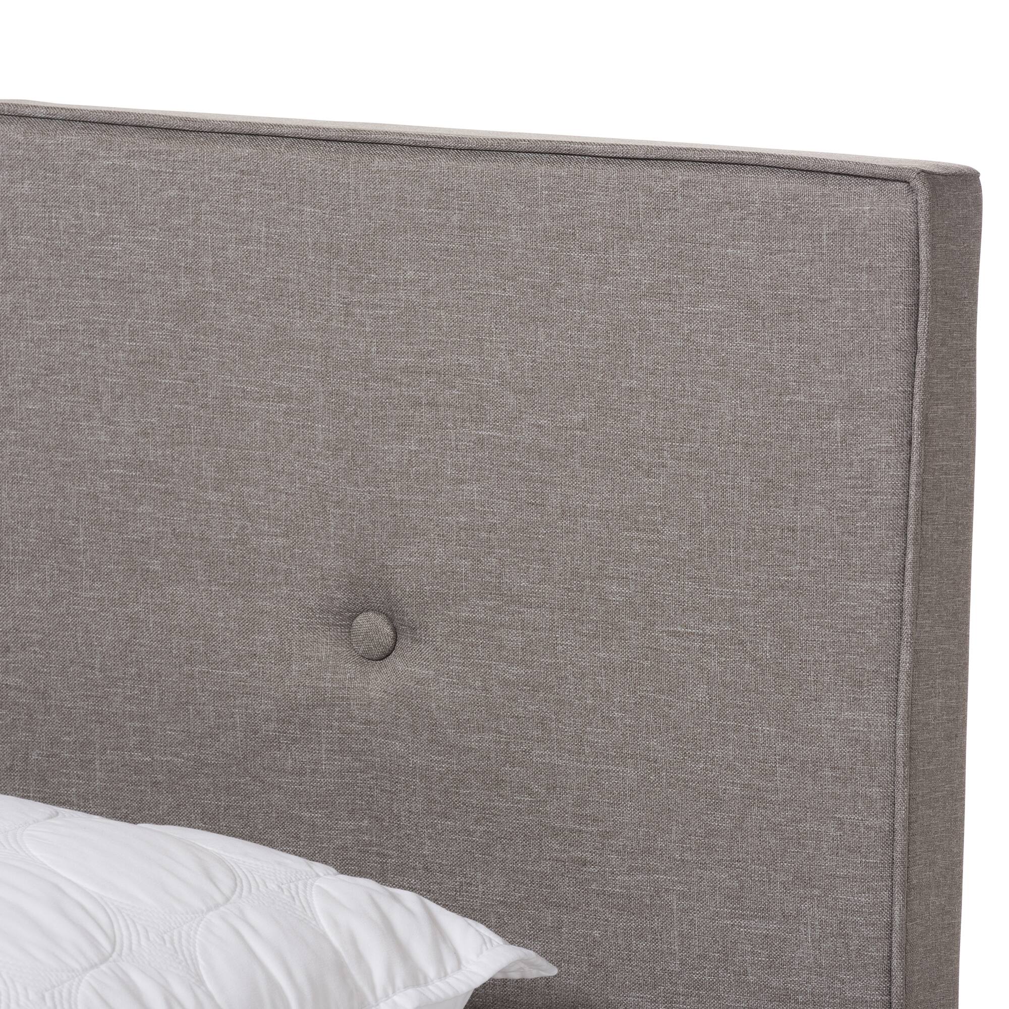 Back. Baxton Studio - Hampton Modern and Contemporary Fabric Upholstered Bed - Light Grey.