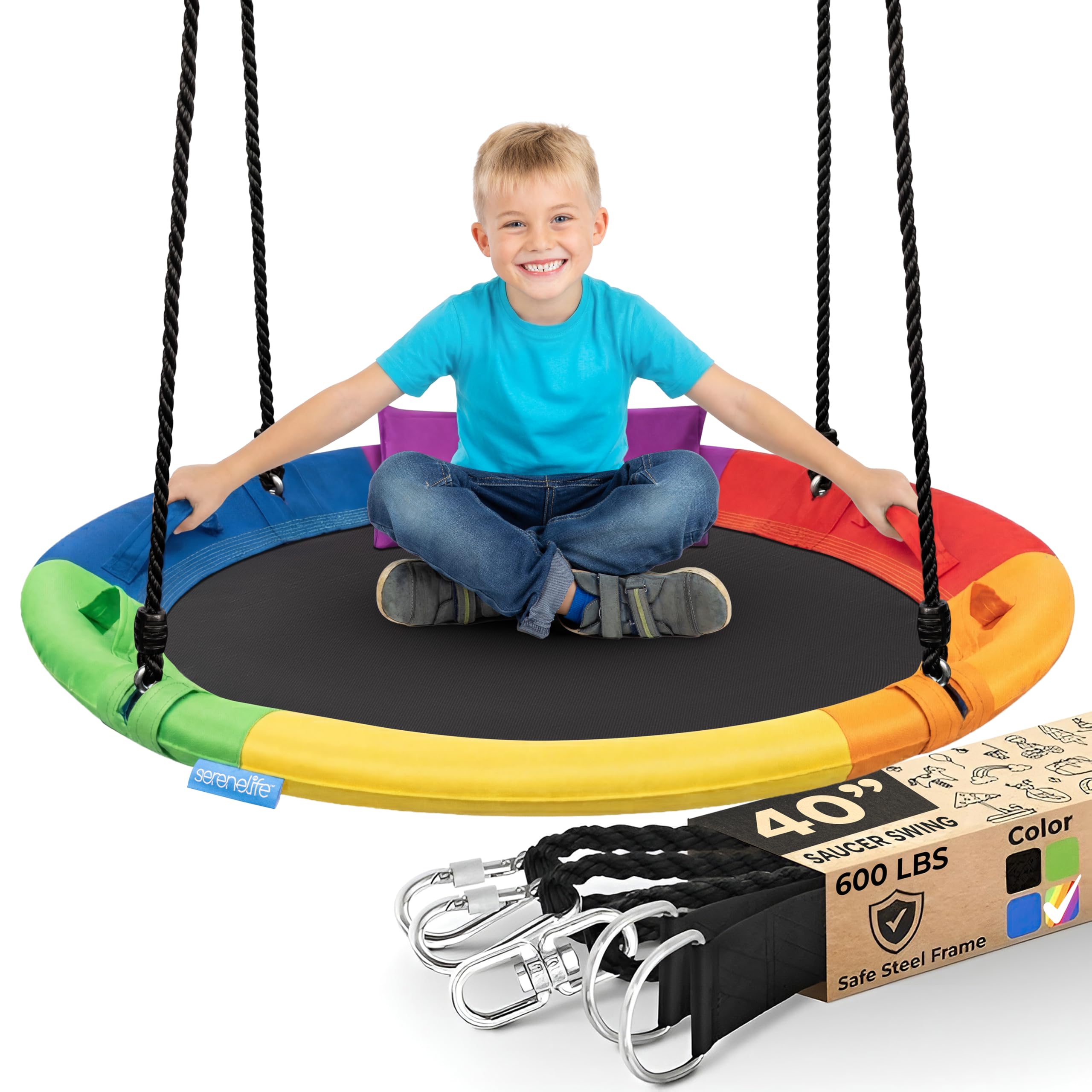 Serenlife 40" Saucer Swing  
Color: 600 LBS Steel Frame Safe