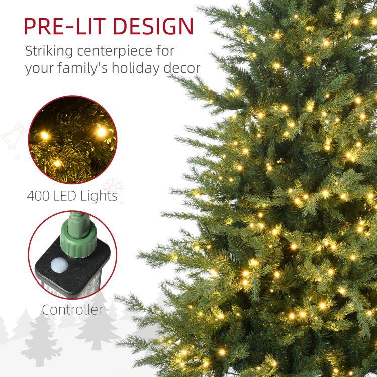 PRE-LIT DESIGN  
Striking centerpiece for your family's holiday decor  
400 LED Lights  
Controller