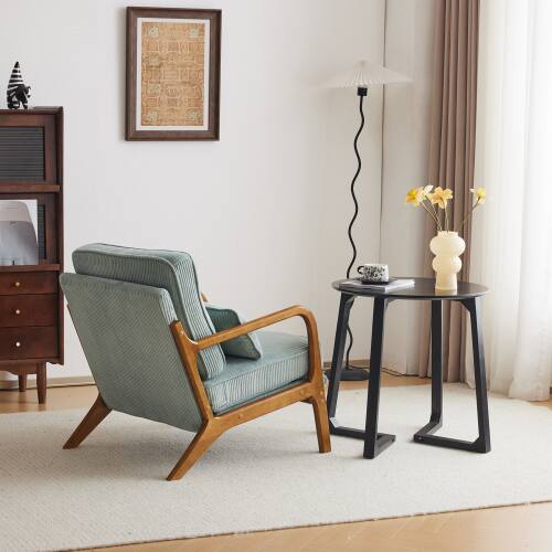 Alt View 7. Winado - Set of 2 Corduroy Upholstered Solid Wood Reading Arm Accent Chair with Lumbar Pillow for Living Room Bedroom Guest Room - Light Teal.