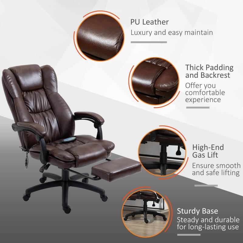 PU Leather  
Luxury and easy maintain  

Thick Padding and Backrest  
Offer you comfortable experience  

High-End Gas Lift  
Ensure smooth and safe lifting  

Sturdy Base  
Steady and durable for long-lasting use