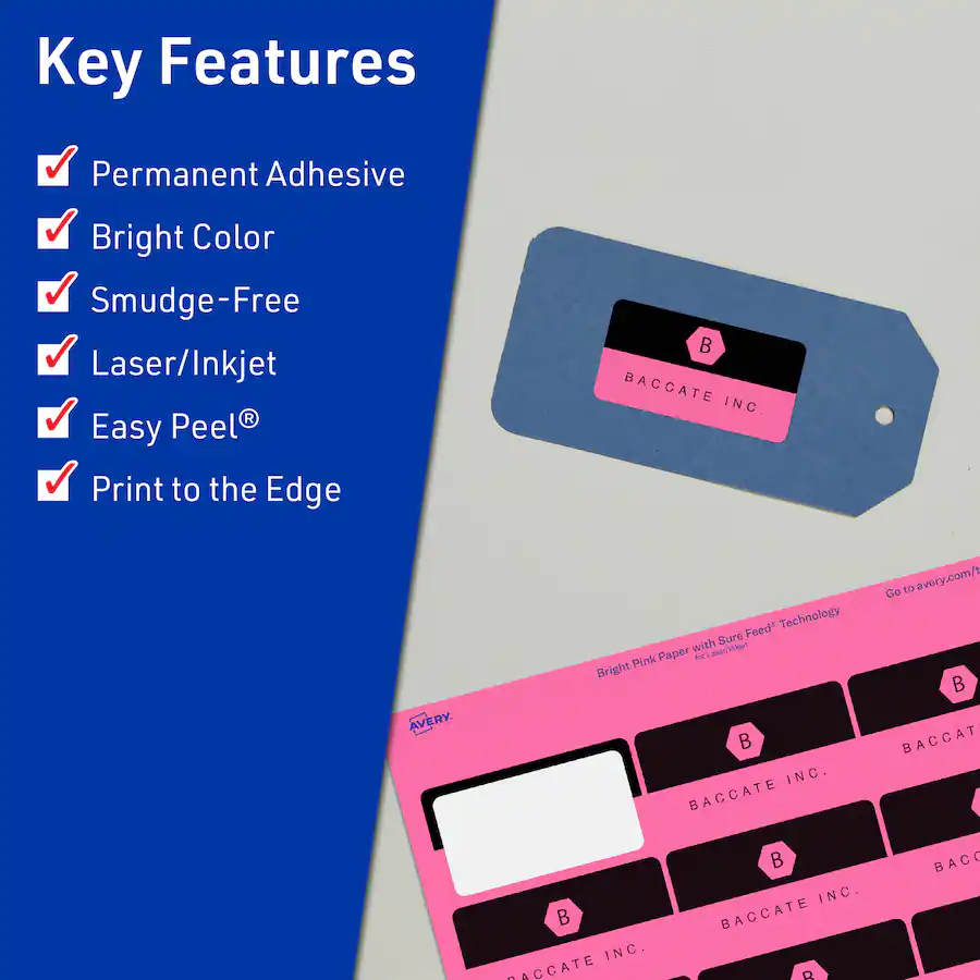 Avery Printable Rectangle Labels, Bright 1.25