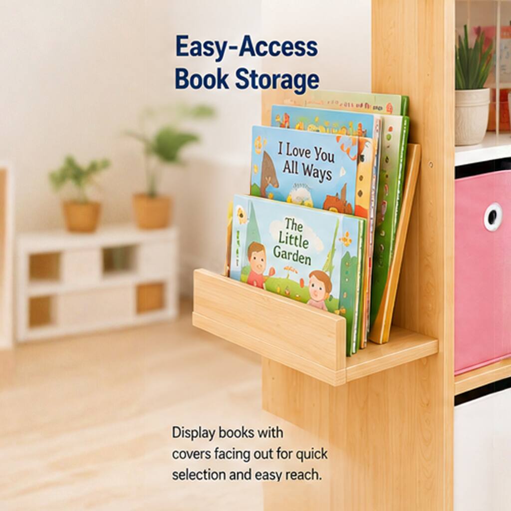 Easy-Access Book Storage

I Love You All Ways

The Little Garden

Display books with covers facing out for quick selection and easy reach.
