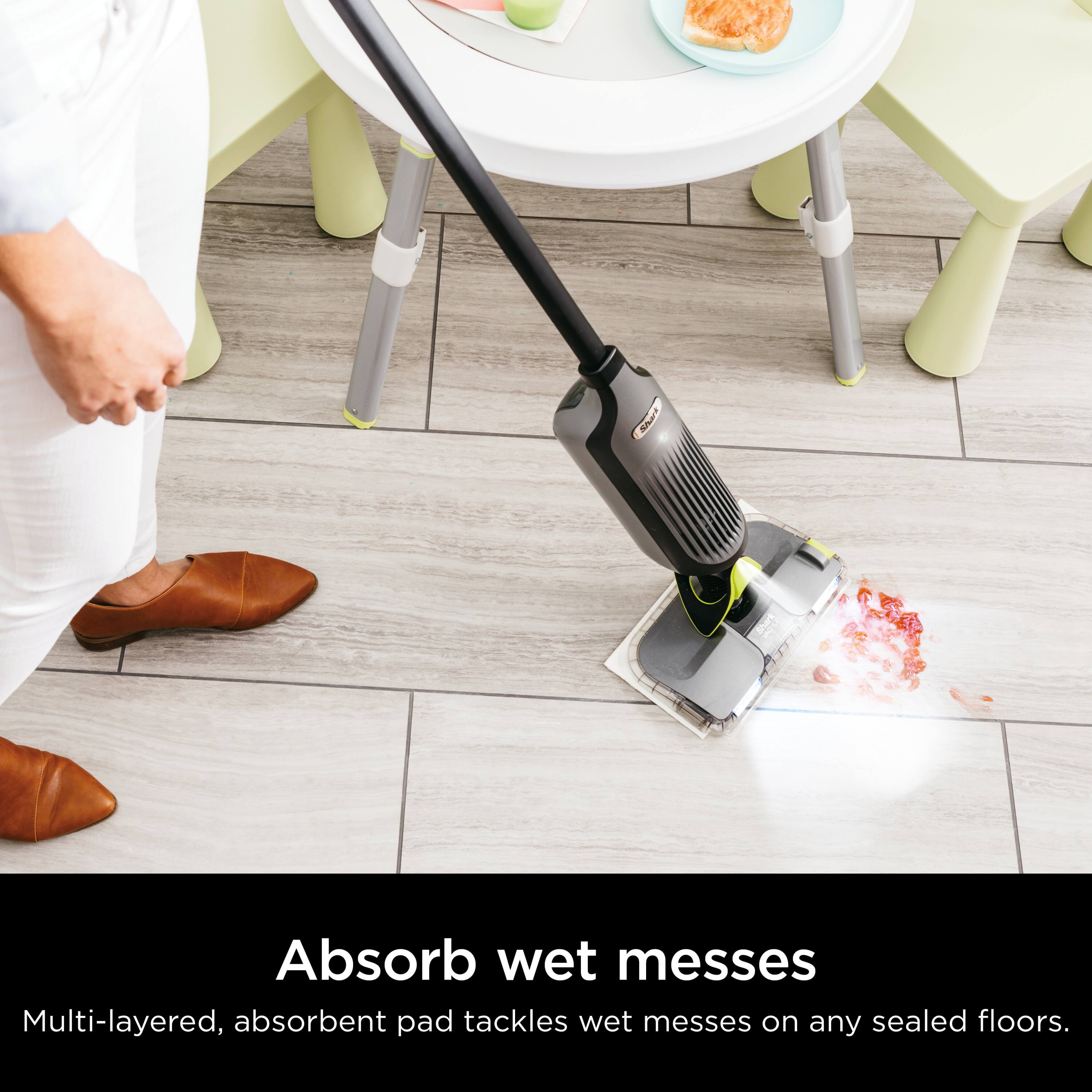 Absorb wet messes

Multi-layered, absorbent pad tackles wet messes on any sealed floors.